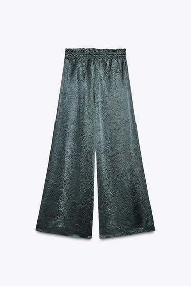 PANTALON LARGE SATINÉ ZW COLLECTION - Vert de Zara - Image 5