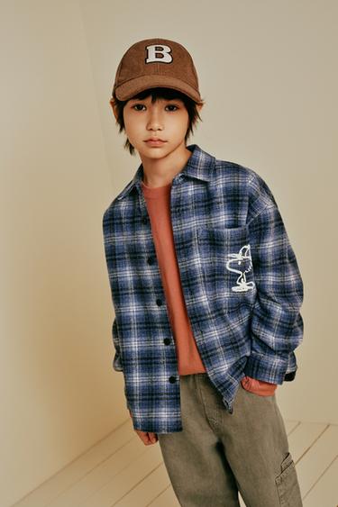 SNOOPY PEANUTS™ CHECKED OVERSHIRT - Blue by Zara