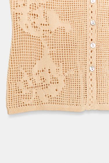 POINTELLE KNIT TOP - Beige-pink by Zara - Image 7