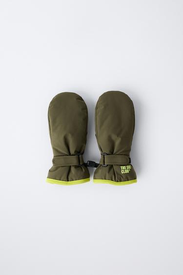 CONTRAST WINDPROOF SKI MITTENS - Khaki by Zara - Image 3