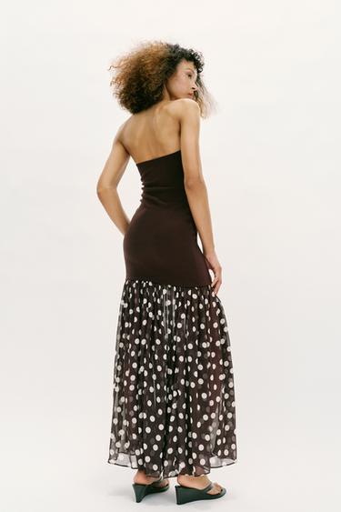 ROBE BIMATIÈRE À POIS - Marron de Zara - Image 4