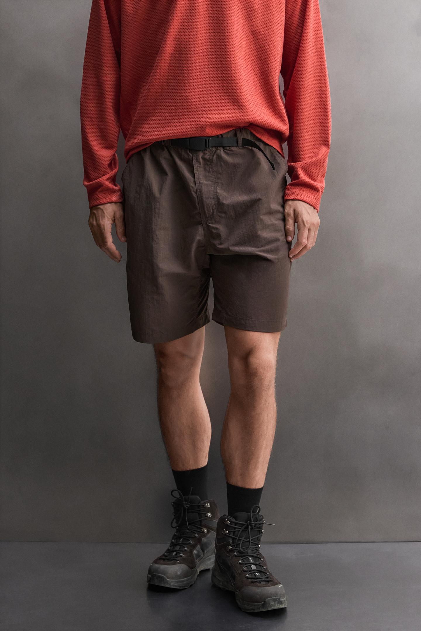 Мужские шорты Zara Technical Belted, цвет: Коричневый — фото 2