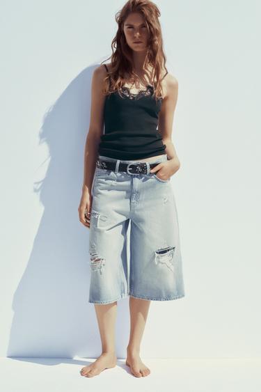 CAMISETA RIB TIRANTES ENCAJE - Negro de Zara