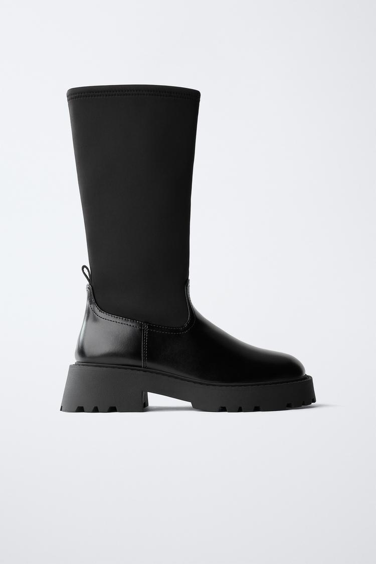 KNEE-HIGH SOCK BOOTS Black ZARA Spain