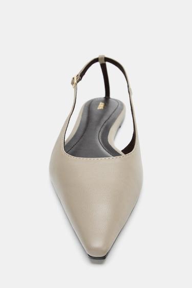 CHAUSSURES OUVERTES À L'ARRIÈRE EN CUIR - Gris taupe de Zara - Image 2