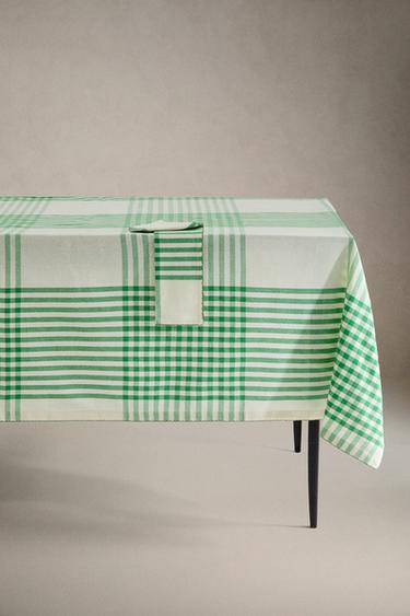 CHECK DYED COTTON TABLECLOTH - Green by Zara - Image 4