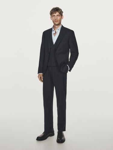 Zara Notch lapel suit blazer - Navy blue