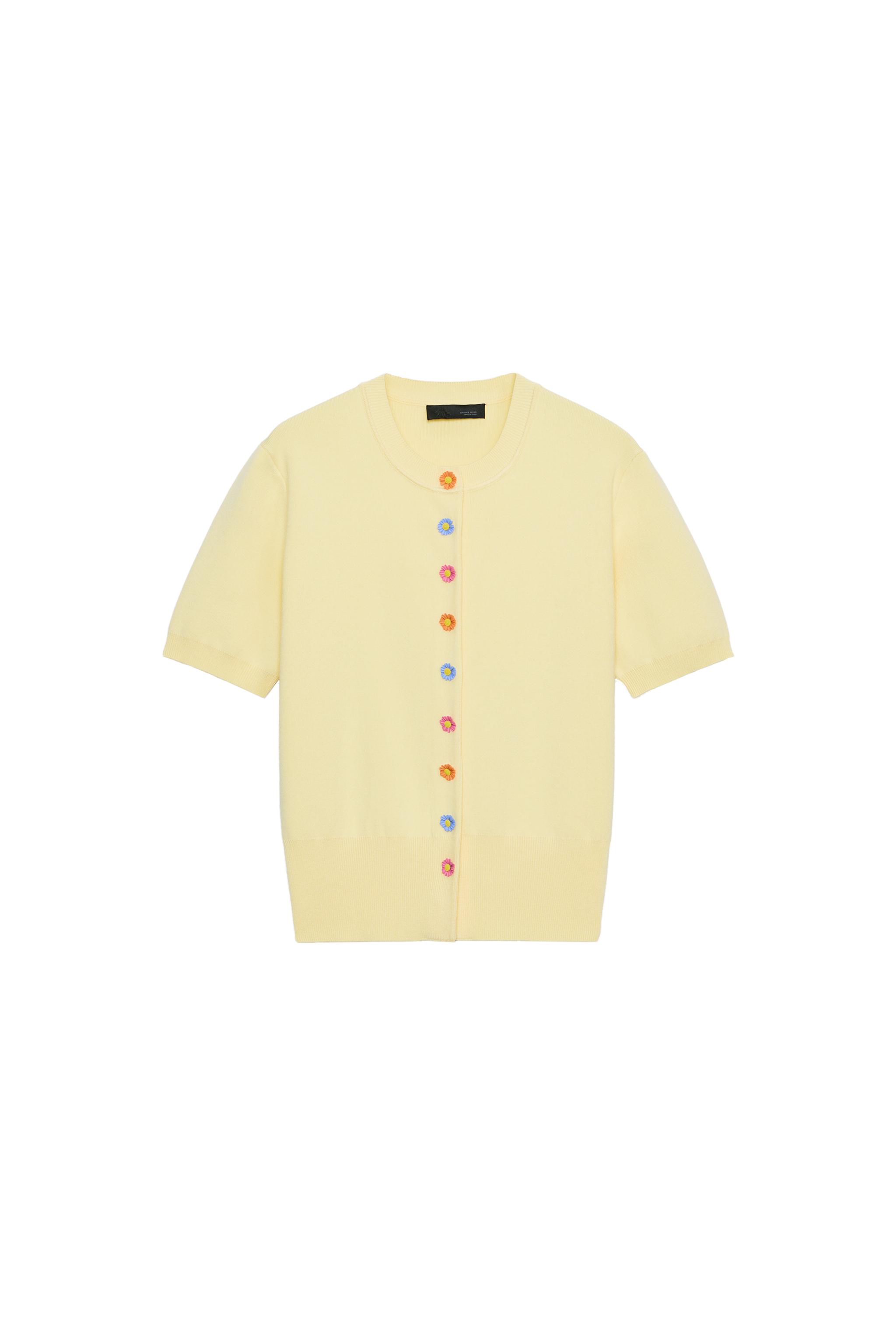 zara — GIACCA IN MAGLIA CON BOTTONI A FIORE