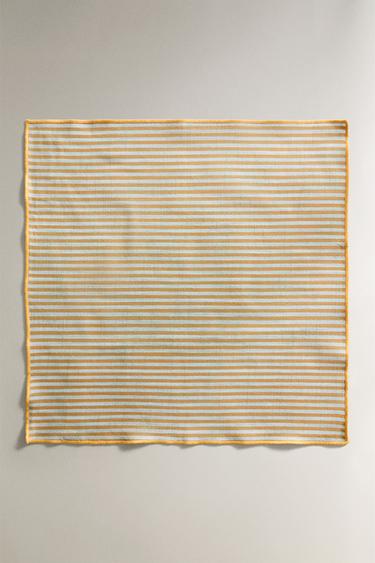 LOT SERVIETTES DE TABLE COTON RAYURES (LOT DE 2) - Vert de Zara - Image 1