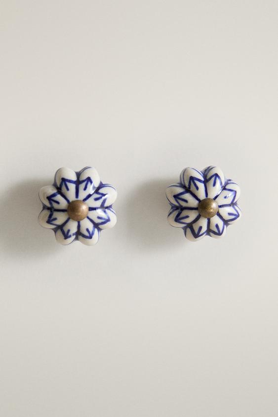PACK OF STONEWARE DOOR KNOBS (PACK OF 2) - Blue by Zara - Image 0