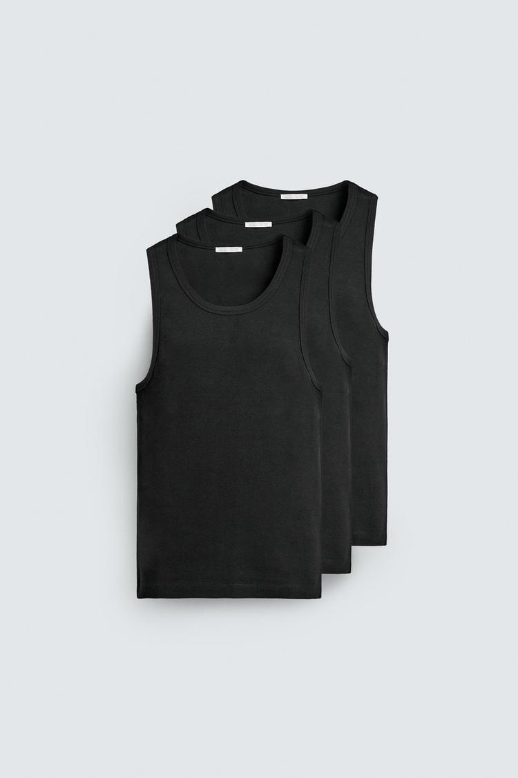 ZARA 3-PACK OF BASIC SLIM FIT VEST TOPS