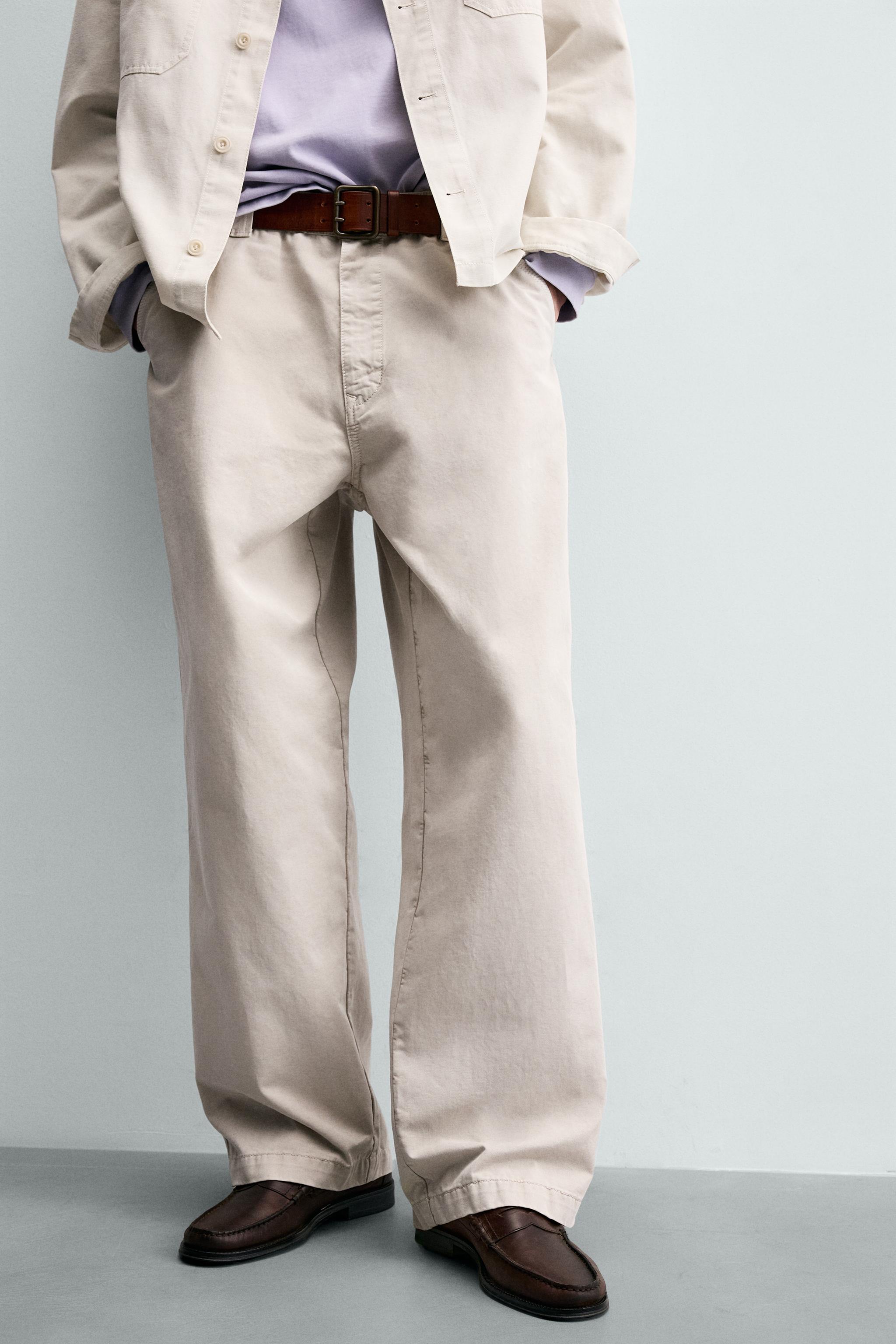 Мужские брюки Zara VINTAGE WASH EFFECT STRAIGHT FIT CHINO PANTS — фото 5