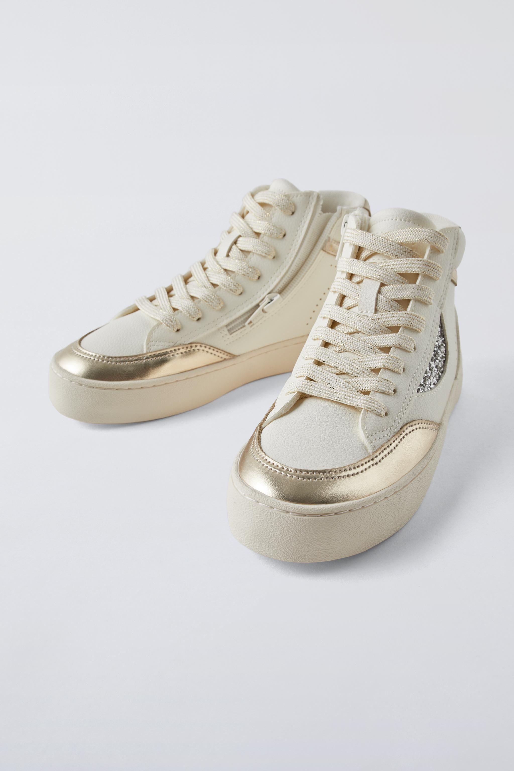 METALLIC HIGH TOP SNEAKERS - White | ZARA Australia METALLIC HIGH TOP SNEAKERS - White | ZARA Australia