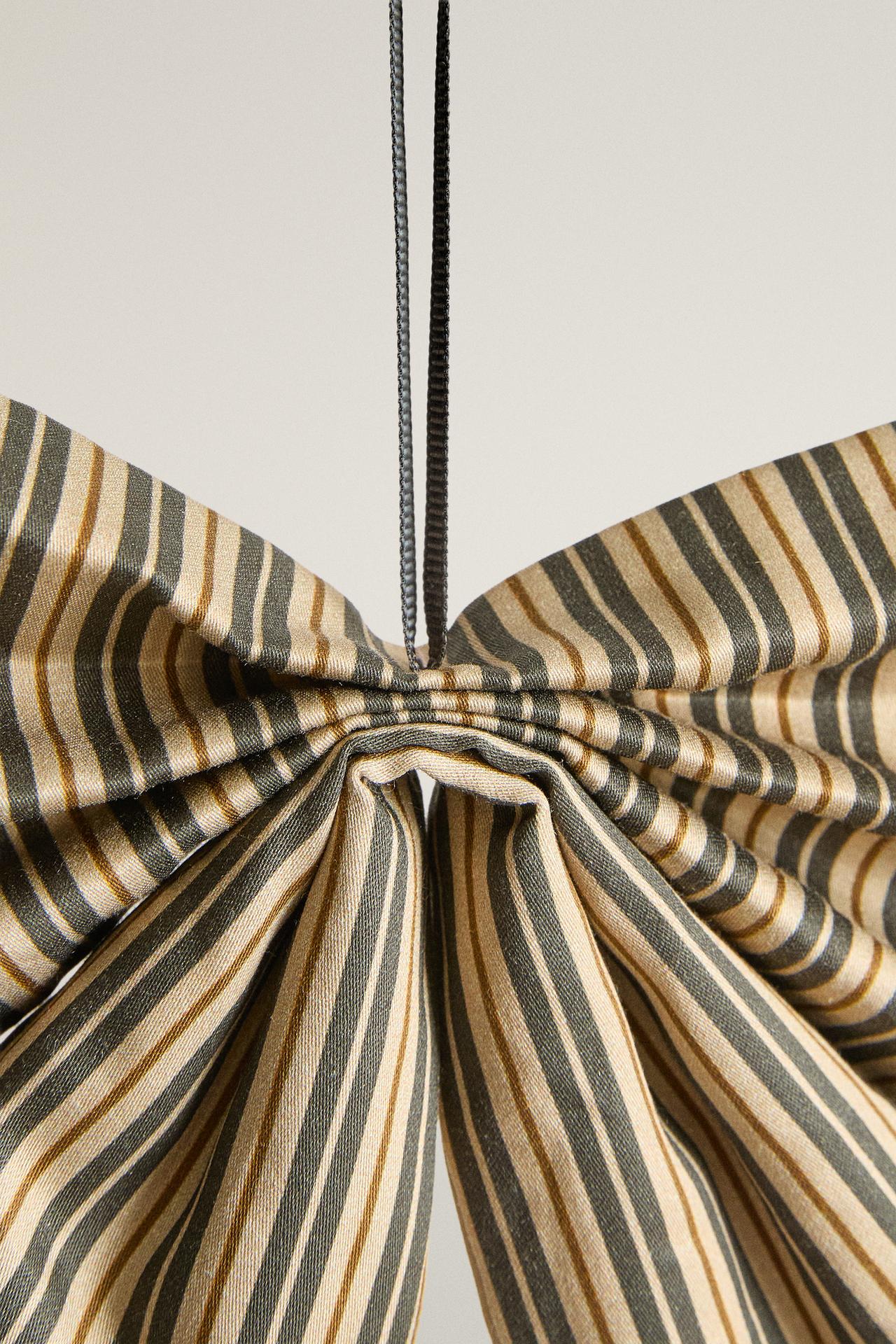 STRIPED BOW CHRISTMAS ORNAMENT — Ochre