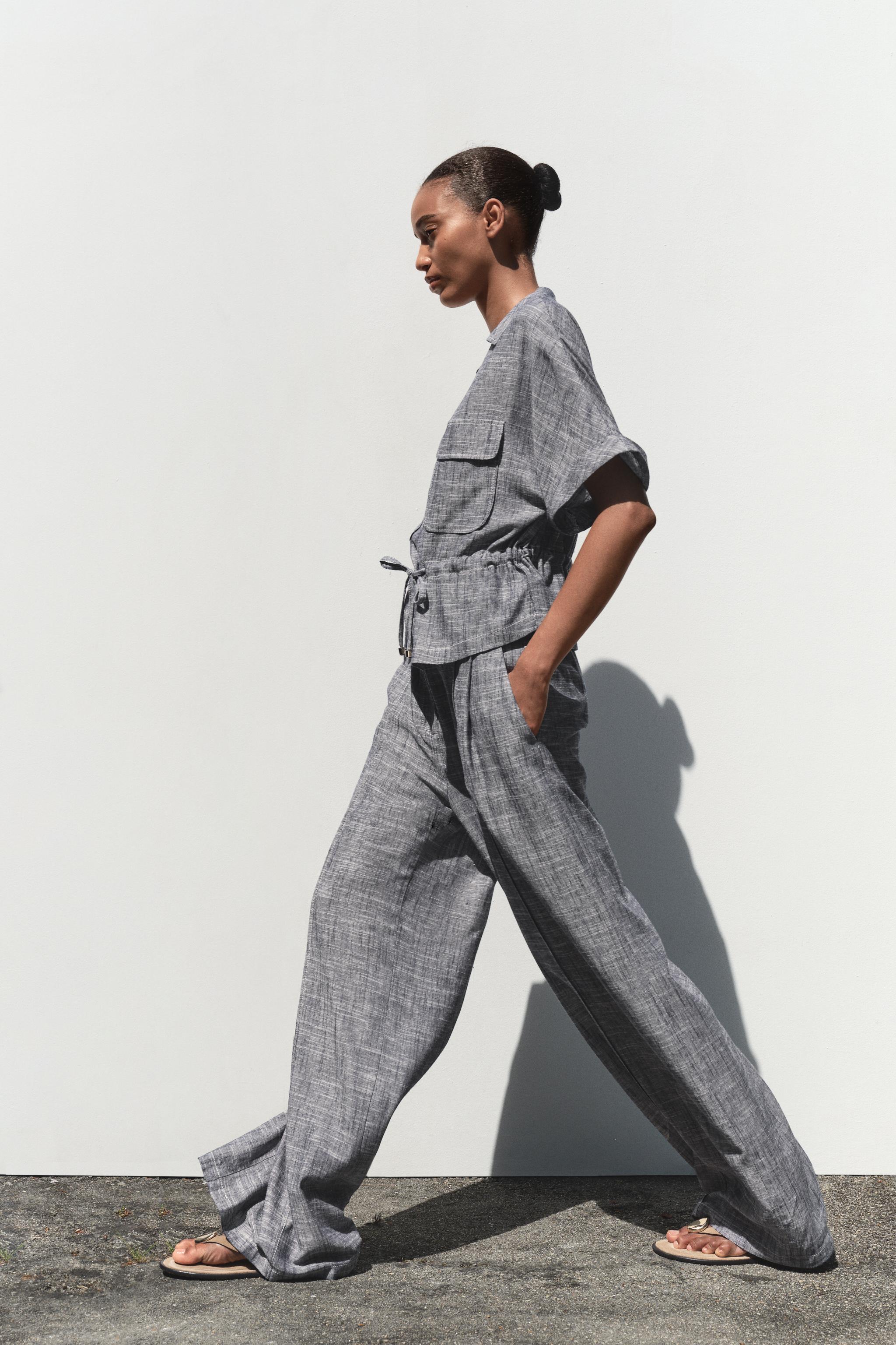 WIDE LEG LINEN PANTS - Indigo | ZARA United States