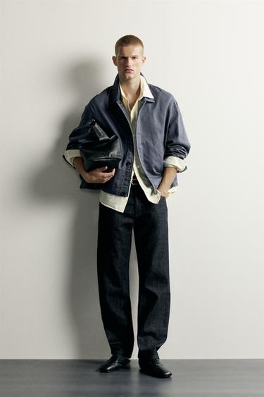 Zara 萊賽爾纖維/棉混紡休閒襯衫式外套 - 藍色 - 圖片 0