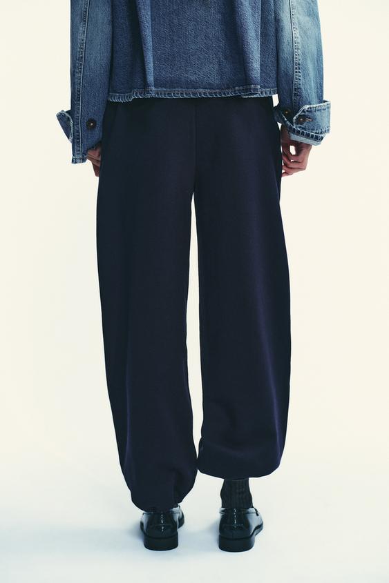 BASIC STRAIGHT-LEG PLUSH TROUSERS WITH ADJUSTABLE HEM - Navy blue by Zara - Image 6