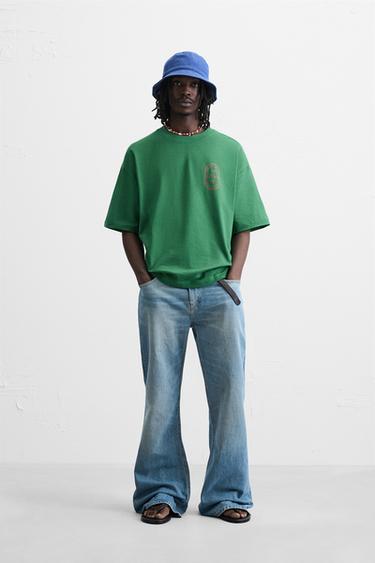 CAMISETA TEXTO ESTAMPADO - Verde de Zara - Imagen 0