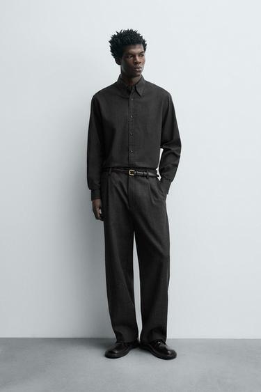 Zara RELAXED FIT COTTON SHIRT - Anthracite grey - Image 0