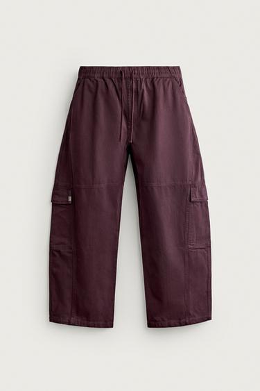 BALLOON FIT CARGO PANTS — Mauve 1