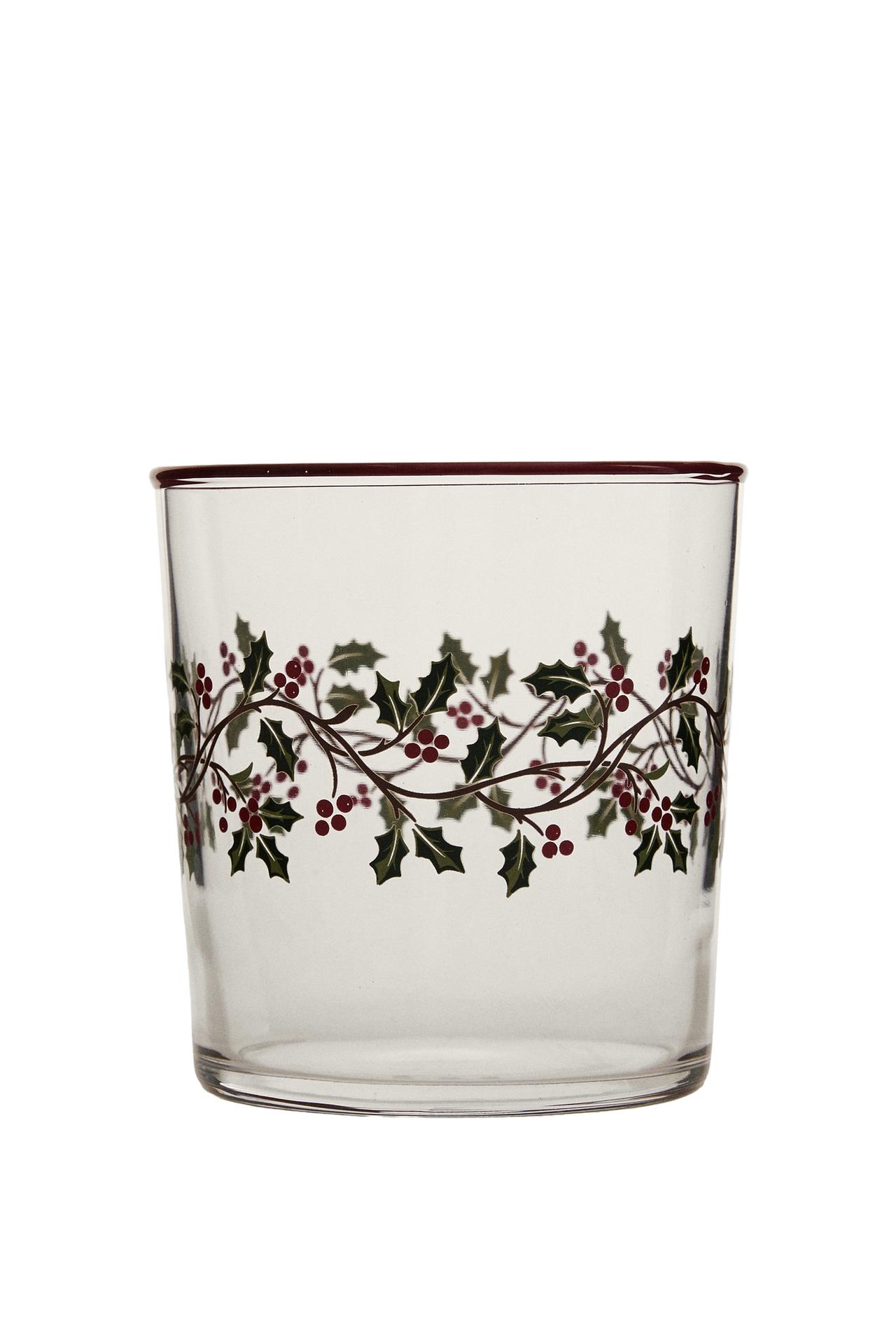 GLASS GLASS HOLLY CHRISTMAS