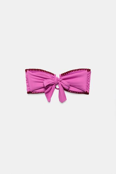 SEAMED BANDEAU BIKINI TOP - Fuchsia by Zara - Image 6