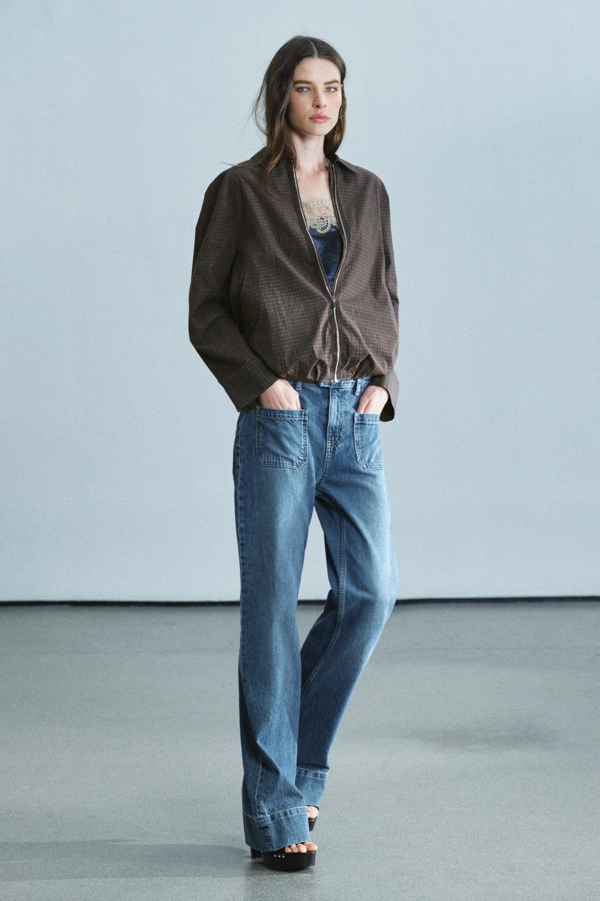 Zara ZW COLLECTION KARELİ BOMBER CEKET görsel 4