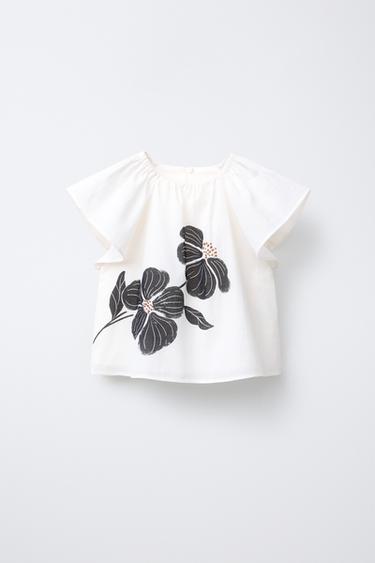 BLOUSE IMPRIMÉE À FLEURS - Écru / Noir de Zara