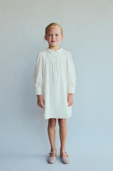 6-10 YEARS/ LIMITED EDITION POPLIN DRESS WITH EMBROIDERED FLOWERS - Ecru by Zara