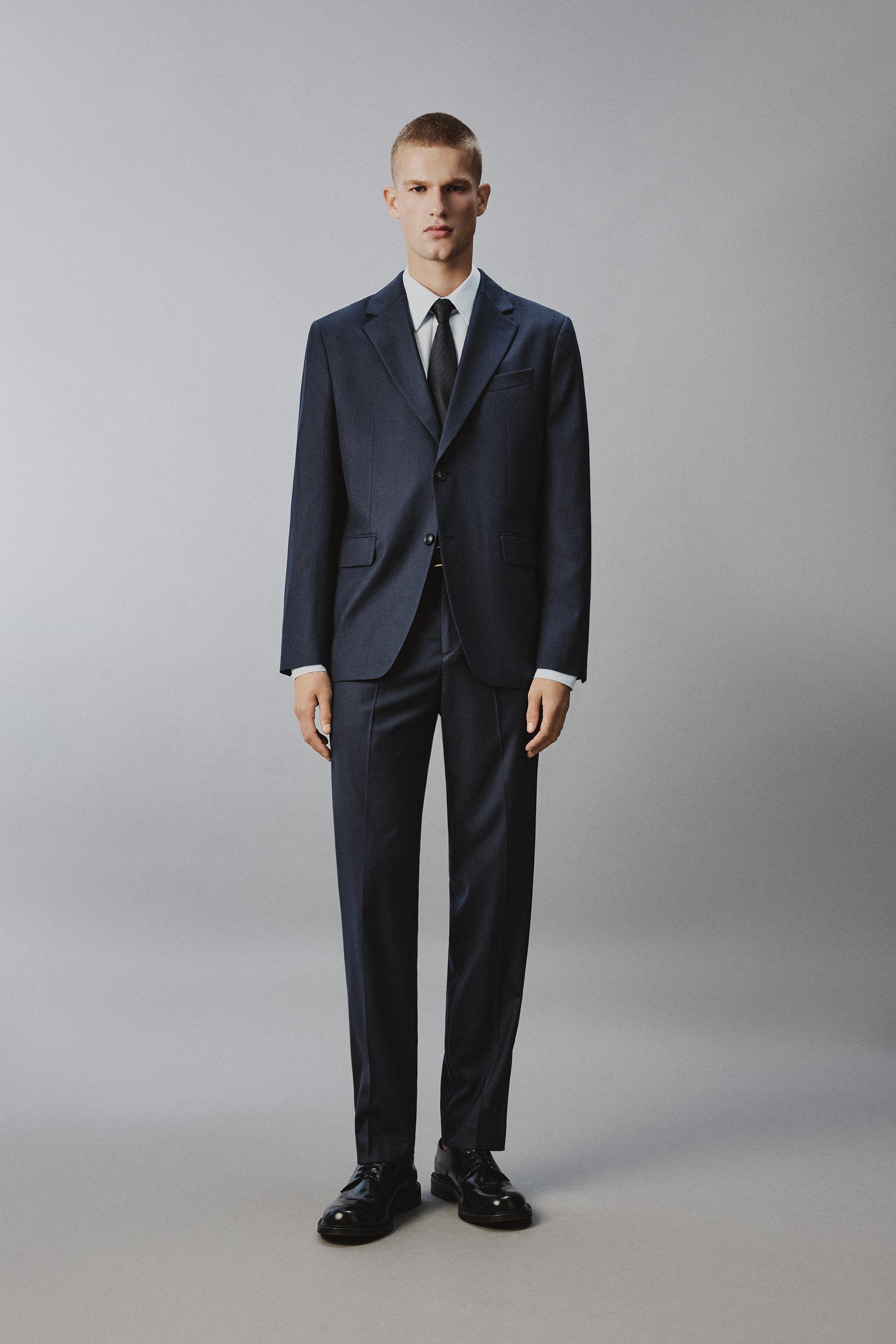 ZARA スーツ セットアップ ネイビー チェック柄 サイズEUR54,44 ZARA - ZARA スーツ セットアップ チェック ネイビーの通販 by taitai