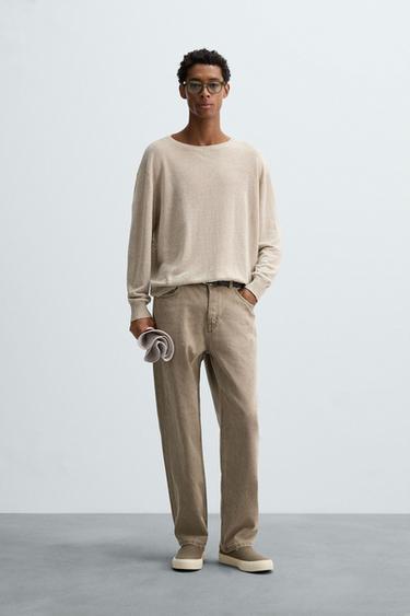 LEICHTER LEINENPULLOVER - Beige meliert von Zara