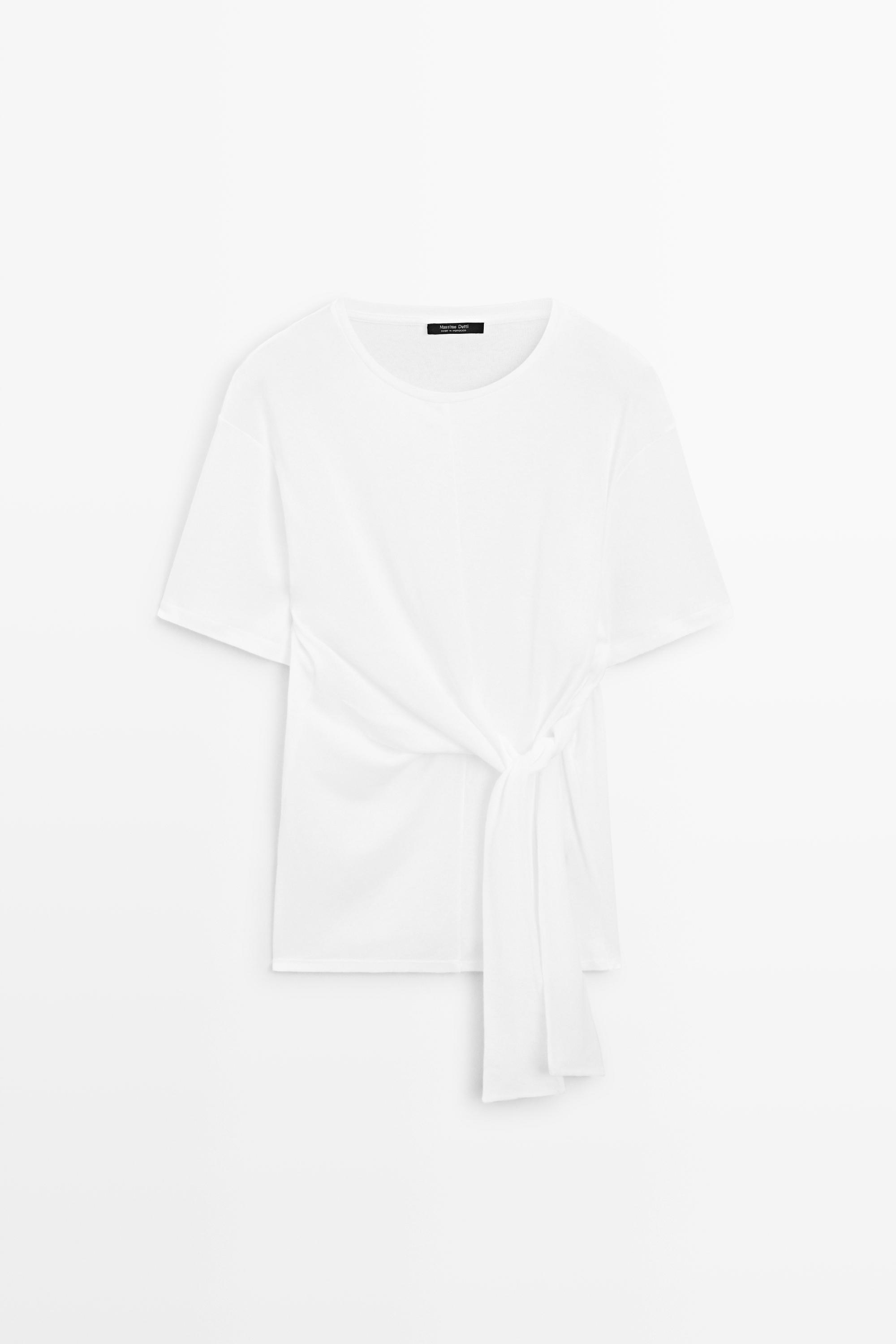 Short sleeve T-shirt with tie detail