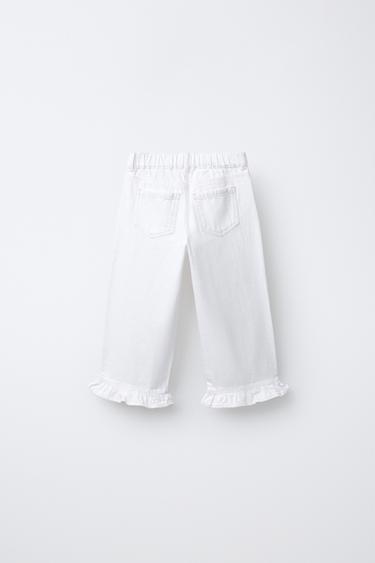 JUPE-CULOTTE EN JEAN À VOLANTS - Blanc de Zara - Image 1
