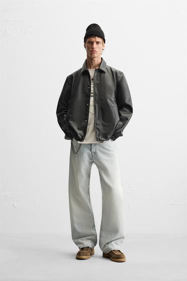 LEATHER EFFECT JACKET - Black by Zara