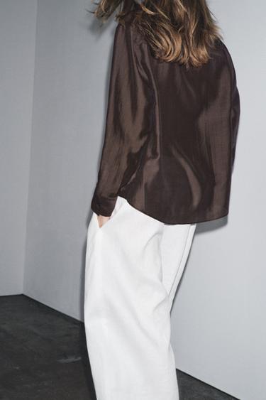 ZW COLLECTION EMBROIDERED POCKET SHIRT - Brown by Zara - Image 2