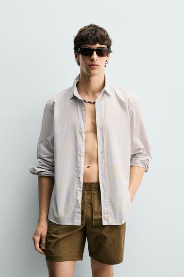 REGULAR FIT STRIPED SHIRT - Brown Stripes by Zara