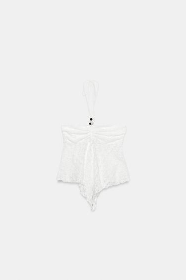 TOP DENTELLE EN POINTE - Blanc de Zara - Image 5