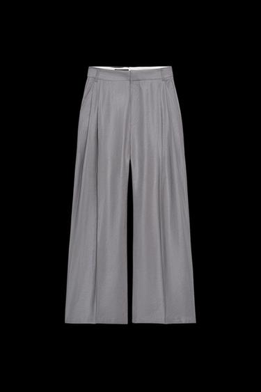 PANTALÓN DOBLE PLIEGUE TAPETAS - Gris oscuro de Zara