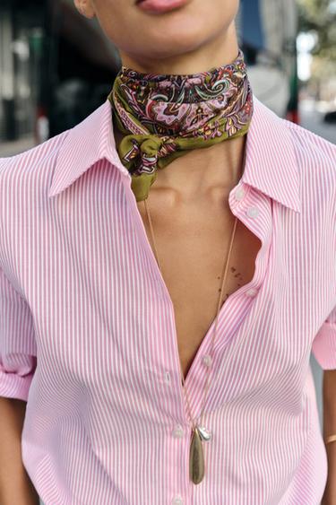 PAÑUELO MEZCLA VISCOSA SEDA ESTAMPADO PAISLEY - Oliva de Zara