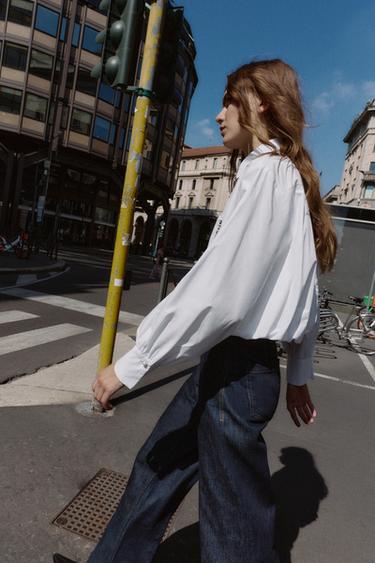 CHEMISE EN POPELINE AVEC ÉLÉMENTS DE FANTAISIE - Blanc de Zara - Image 3