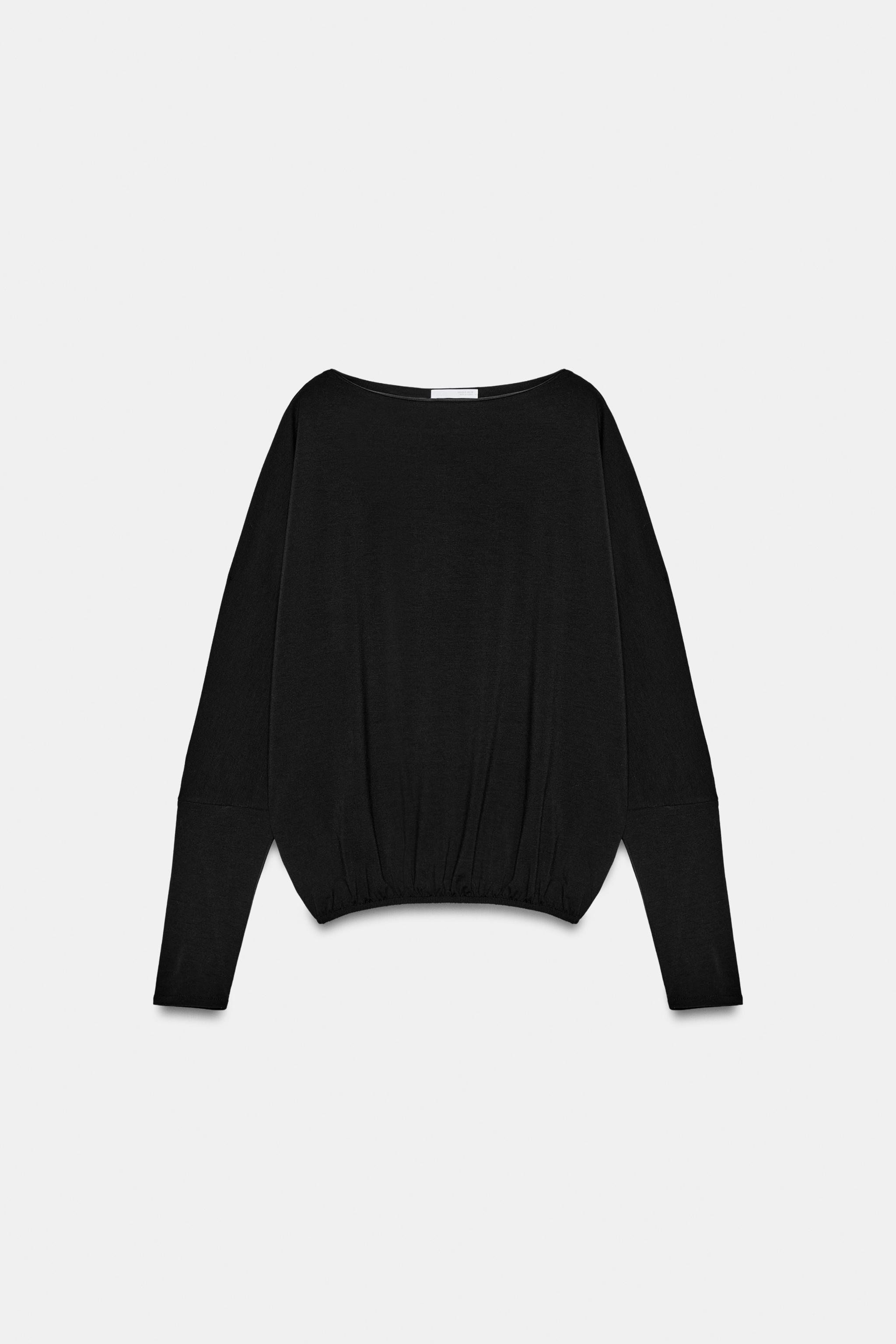 Женские футболки Zara ELASTICIZED HEM T-SHIRT — фото 4