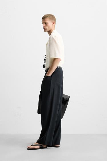 EMBROIDERED COTTON-LINEN SHIRT - Oyster-white by Zara - Image 3
