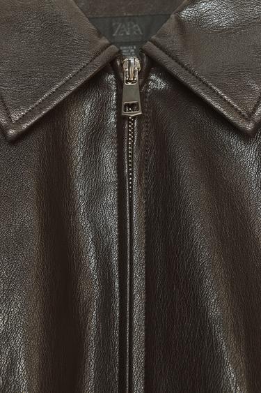 FAUX LEATHER BOMBER JACKET - Dark brown by Zara - Image 8