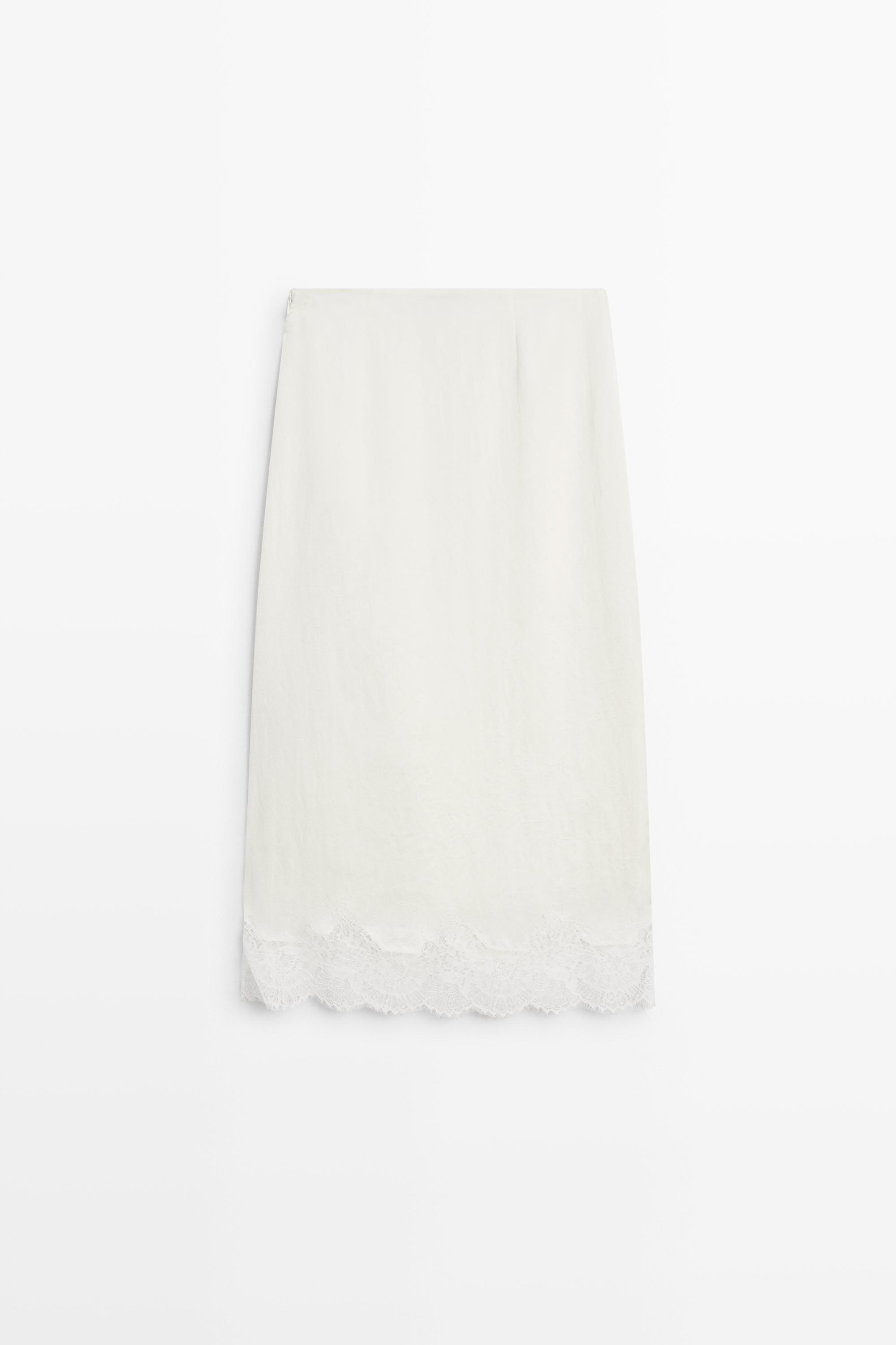 Jupe midi fluide à dentelle