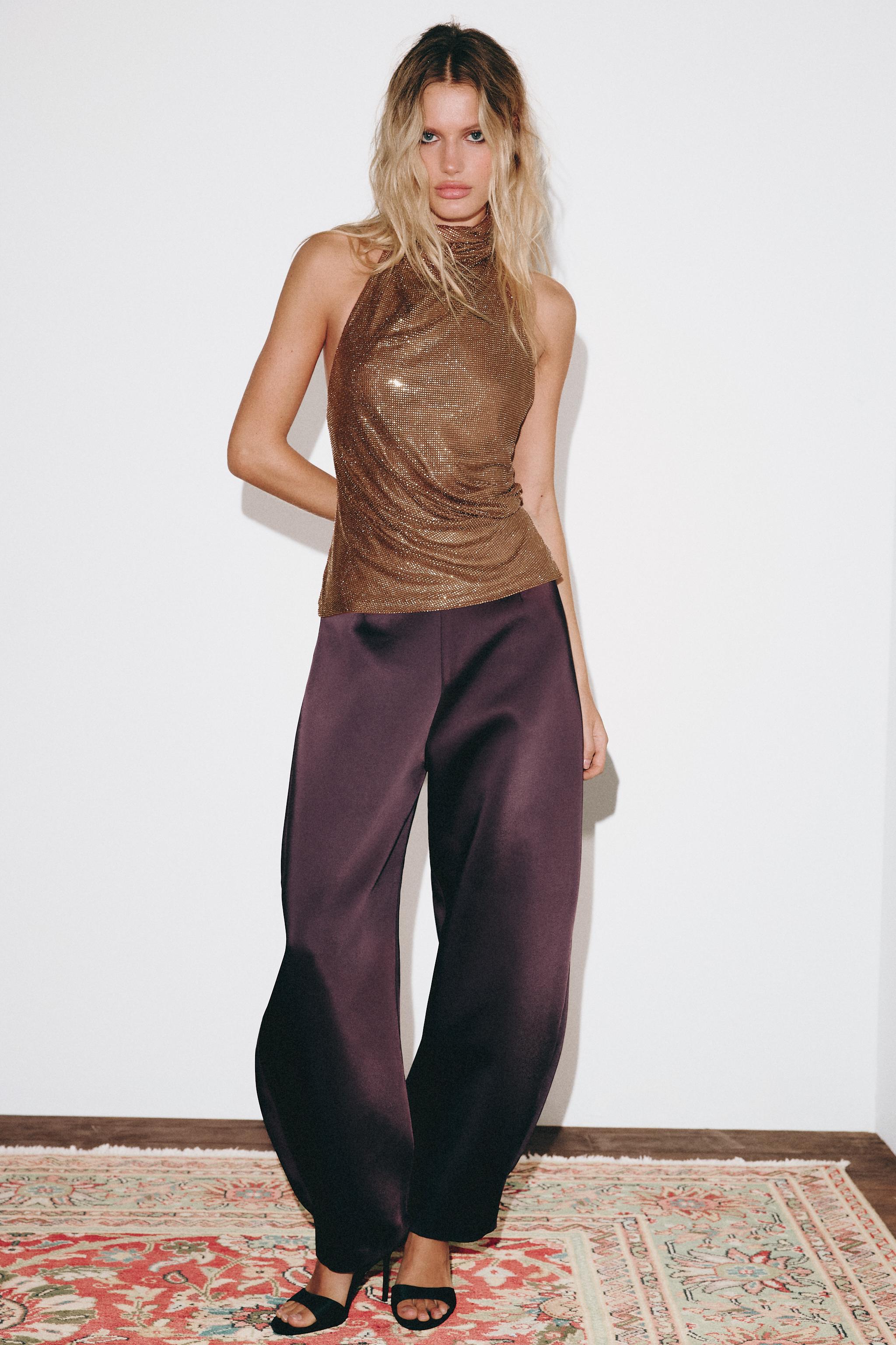 Rhinestone Halter Top by Zara