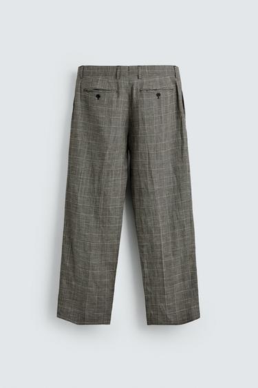 PANTALON DE COSTUME À CARREAUX EN LAINE ET LIN AARON LEVINE X ZARA - Blanc / Noir de Zara - Image 5