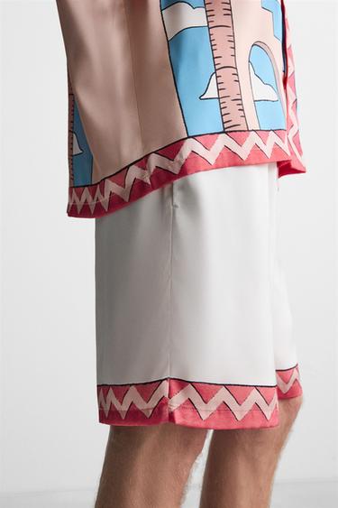 CONTRAST TRIM SATIN BERMUDA SHORTS - Pink by Zara - Image 4