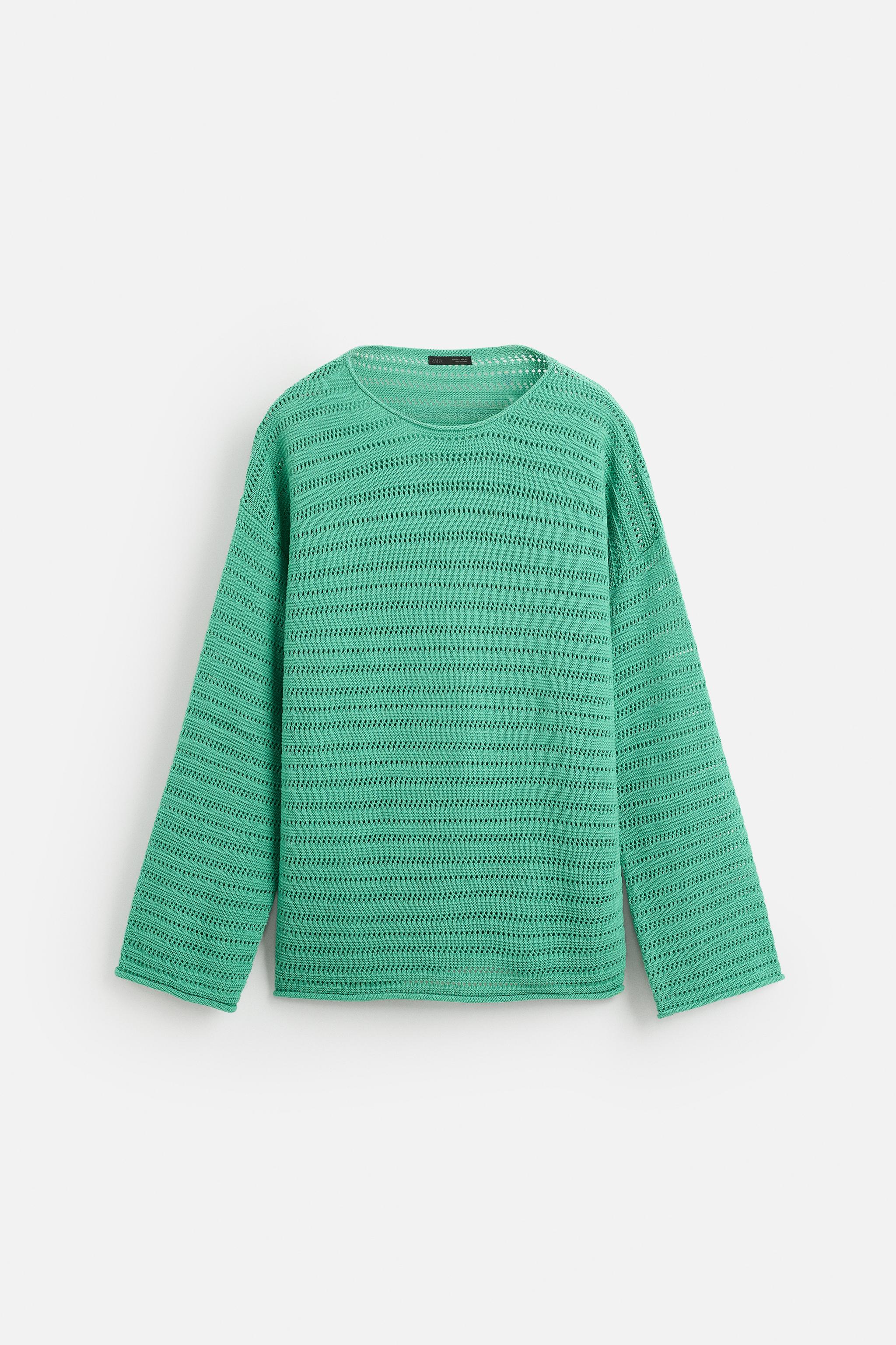 OPEN KNIT TEXTURED SWEATER - Turquoise | ZARA Canada