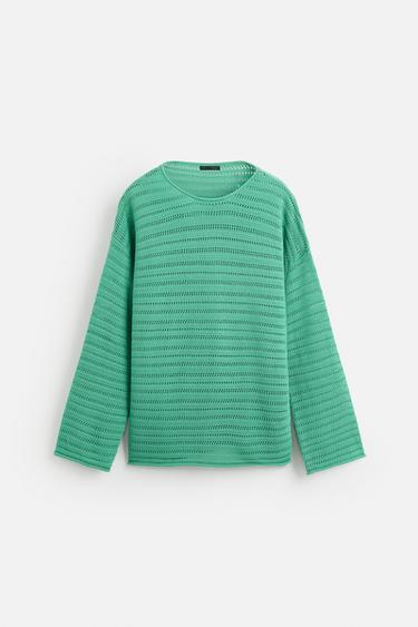 PULL STRUCTURÉ AJOURÉ - Turquoise de Zara