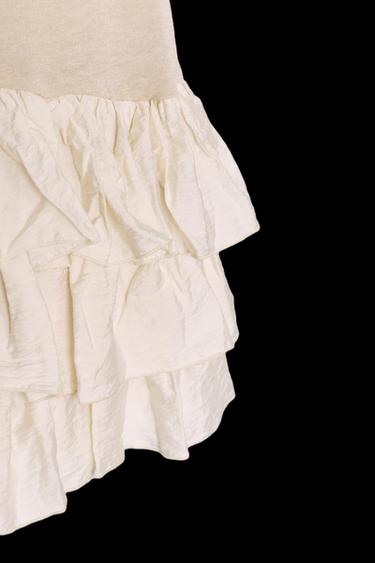 Zara SHORT COMBINATION RUFFLE DRESS - Ecru